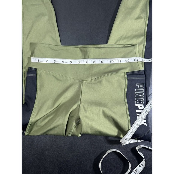 PINK Active‎ Green Striped Workout leggings women's size medium - Picture 8 of 10